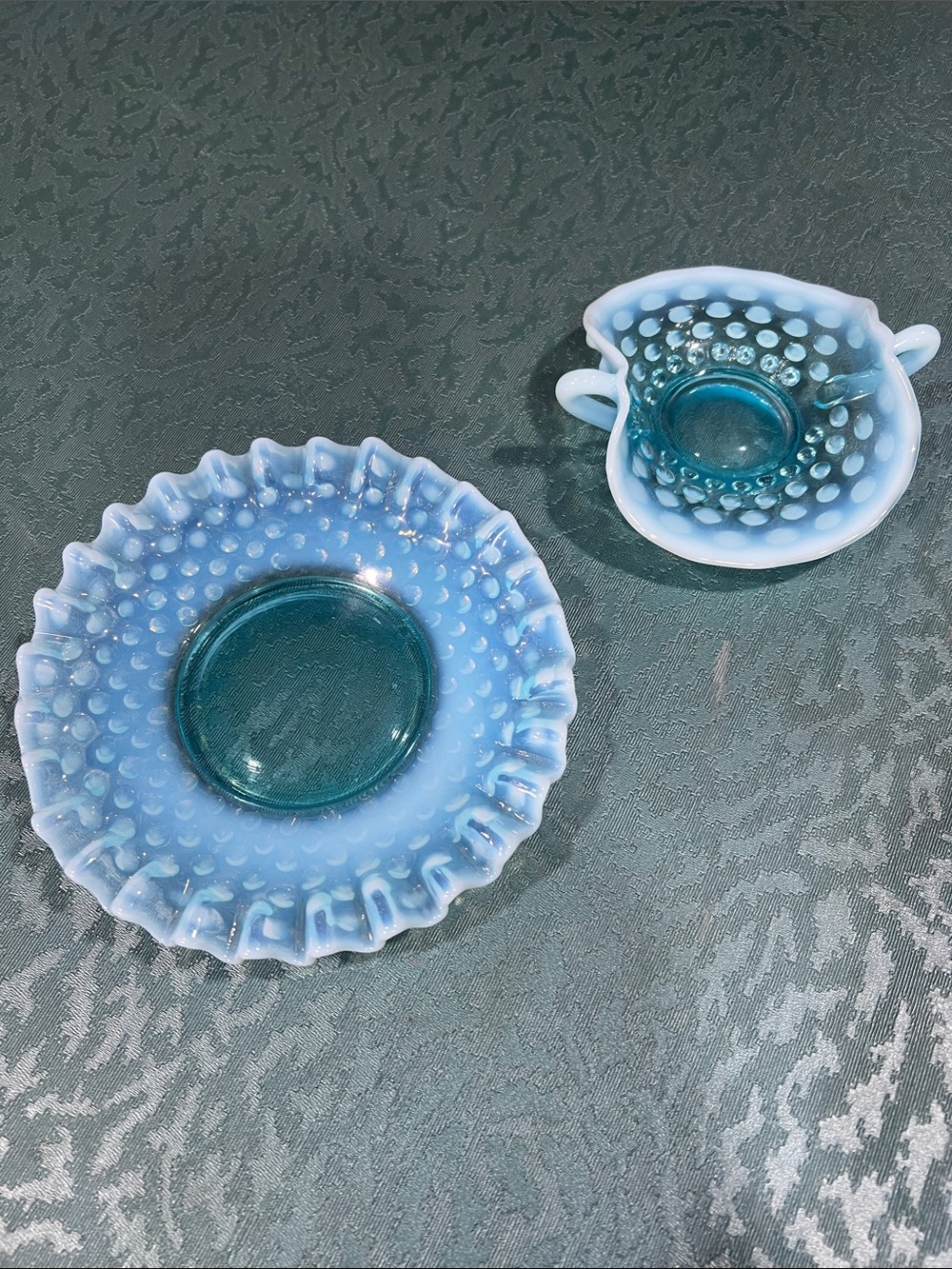 Fenton BUNDLE vintage blue opalescent dishes